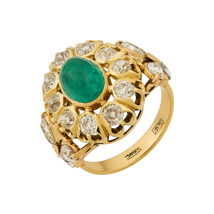 Кольцо из золота 750 пробы c изумрудом и бриллиантами, Л 2812 4995 за 300000