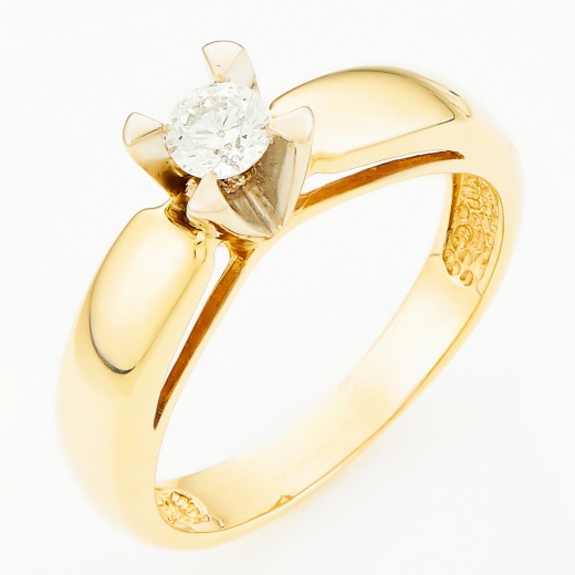 Кольцо из комбинированного золота 585 пробы c 1 бриллиантом Л47082935 фото 1