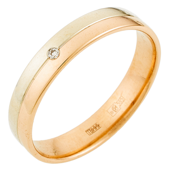 Кольцо из комбинированного золота 585 пробы c 1 бриллиантом, Л71017022 за 11100