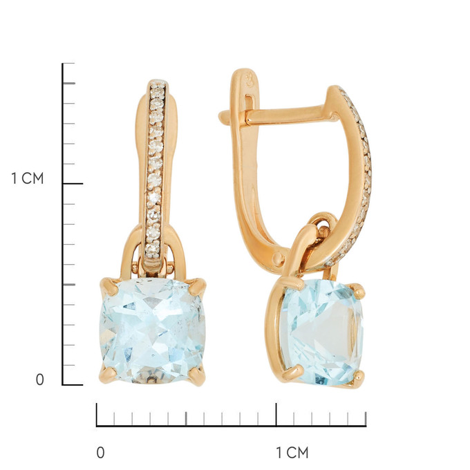 Серьги из золота 585 пробы с топазами и бриллиантами, Ц О007 6052 за 37600