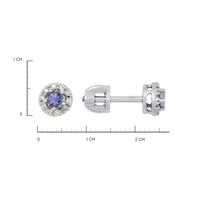 Серьги из золота 585 пробы c танзанитами и бриллиантами, Ц О007 1999 за 20000