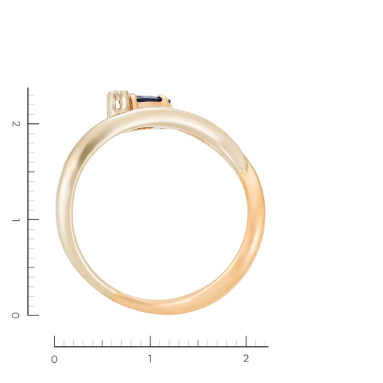 Кольцо из комбинированного золота 585 пробы c 1 бриллиантом и 1 дифф. сапфиром, Л28097219 за 33250