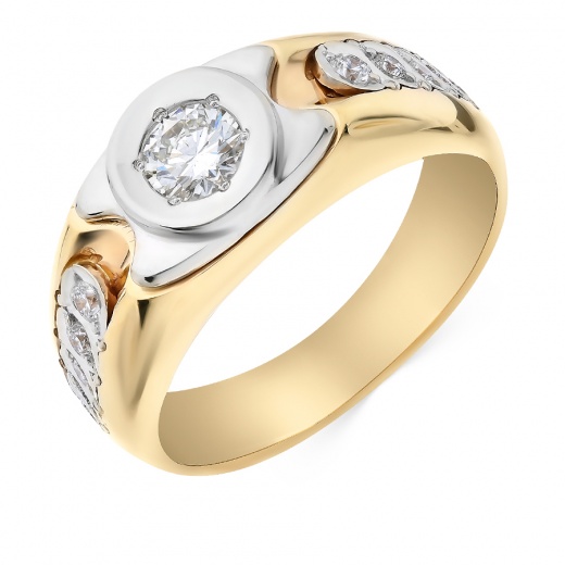 Кольцо из комбинированного золота 585 пробы c 11 бриллиантами, Л09057581 за 152 940 ₽