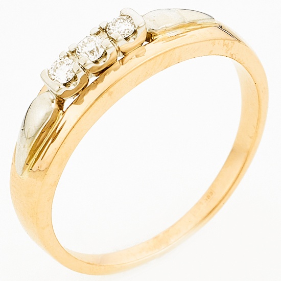 Кольцо из комбинированного золота 585 пробы c 3 бриллиантами, Л76006692 за 14250