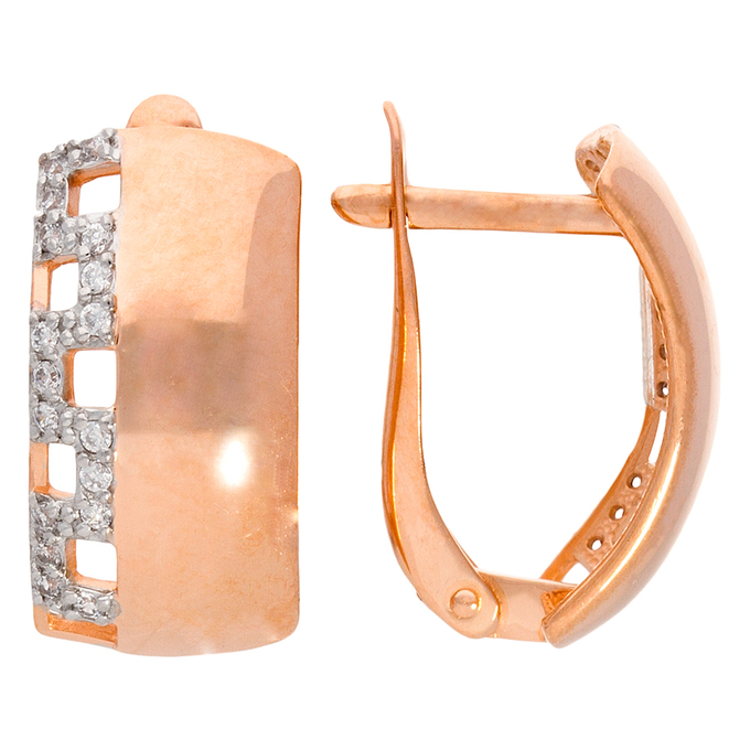 Серьги из золота 585 пробы c 34 фианитами