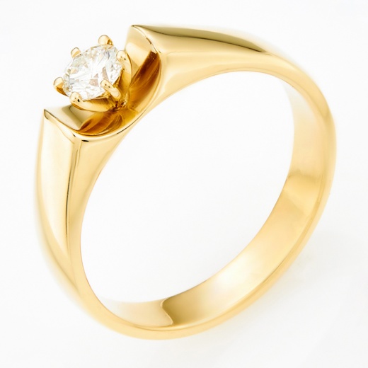 Кольцо из желтого золота 750 пробы c 1 бриллиантом Л41058079 фото 1