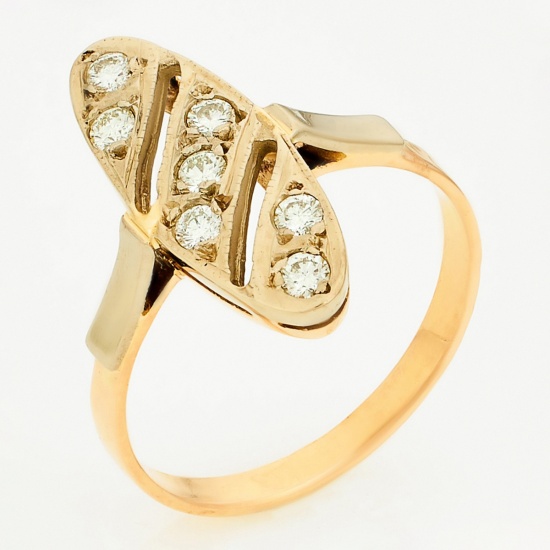 Кольцо из комбинированного золота 585 пробы c 7 бриллиантами, Л20100710 за 30 320 ₽
