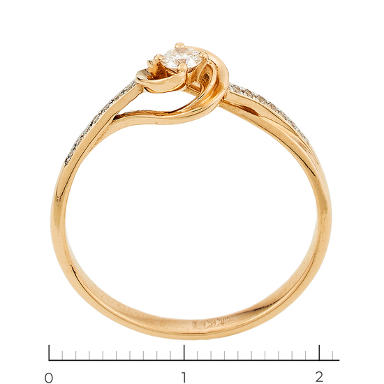 Кольцо из красного золота 585 пробы c 15 бриллиантами, Л47090616 за 11400