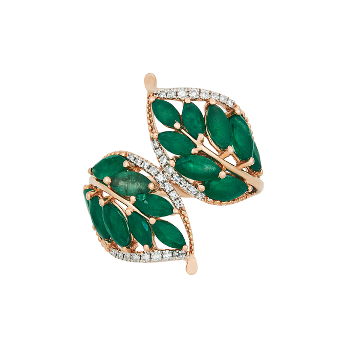 Кольцо из золота 585 пробы c изумрудами и бриллиантами, Л 4107 2522 за 85500