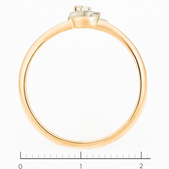 Кольцо из комбинированного золота 583 пробы c 4 бриллиантами, Л76005899 за 19740