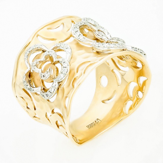 Кольцо из желтого золота 585 пробы c 70 бриллиантами