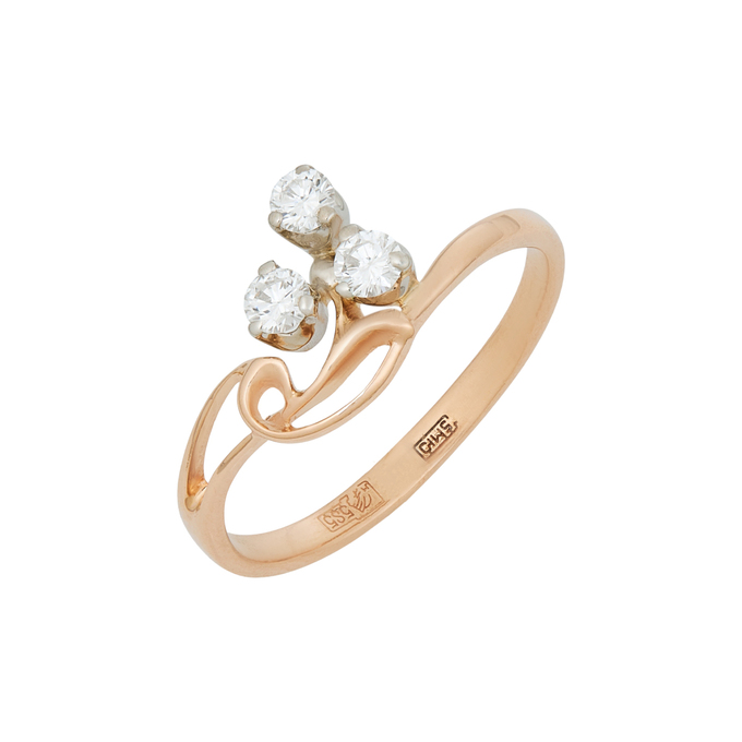 Кольцо из золота 585 пробы c бриллиантами