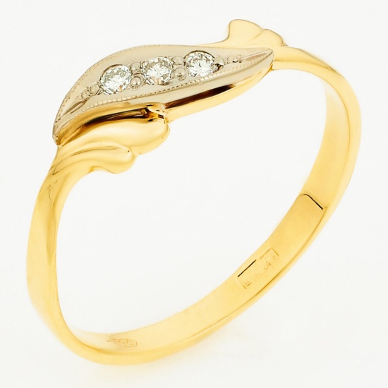 Кольцо из комбинированного золота 750 пробы c 3 бриллиантами, Л12077853 за 12215