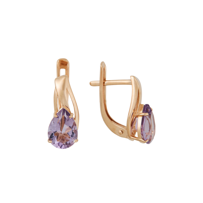 Серьги из золота 585 пробы c аметистами, Л 5207 6793 за 19520