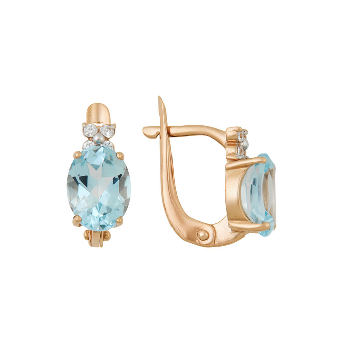 Серьги из золота 585 пробы c топазами и фианитами, Л 2213 2604 за 24800