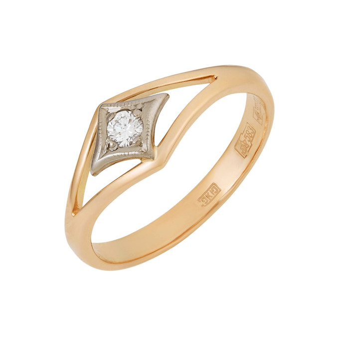 Кольцо из золота 583 пробы c бриллиантом, Л 1613 2305 за 38300