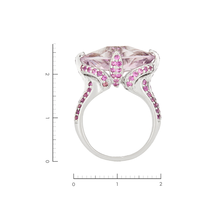 Кольцо из белого золота 585 пробы c аметистами и сапфирами, Л 2809 8267 за 52000