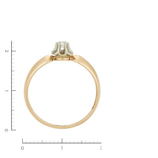 Кольцо из комбинированного золота 585 пробы c 1 бриллиантом, Л24139681 за 25200