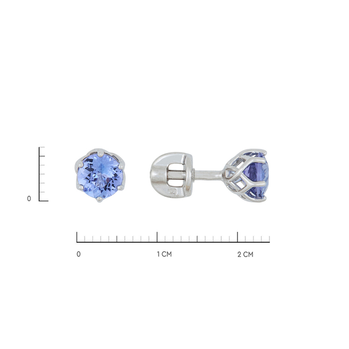 Серьги из золота 585 пробы c танзанитами