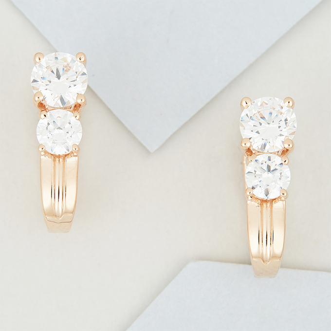 Серьги из красного золота 585 пробы c фианитами