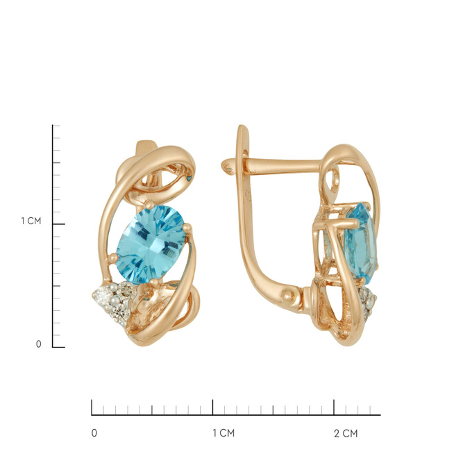 Серьги из золота 585 пробы с топазами и бриллиантами, Ц О007 3277 за 46000