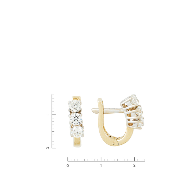 Серьга из золота 585 пробы c 3 бриллиантами