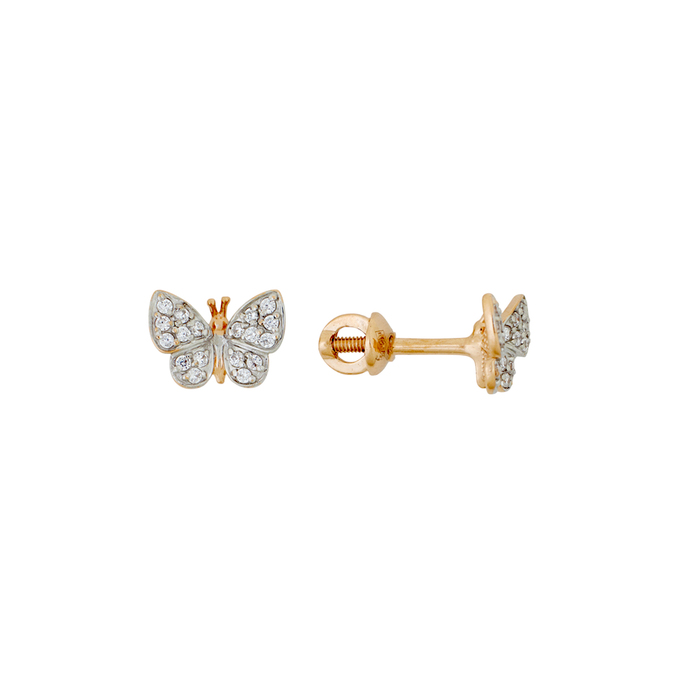 Серьги из золота 585 пробы c фианитами