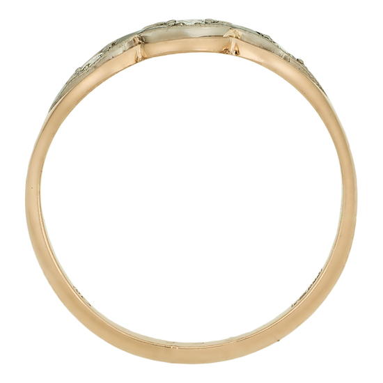 Кольцо из комбинированного золота 583 пробы c 3 бриллиантами, Л25081218 за 19200
