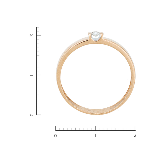 Кольцо из красного золота 585 пробы c 1 бриллиантом, Л 1811 2638 за 16450