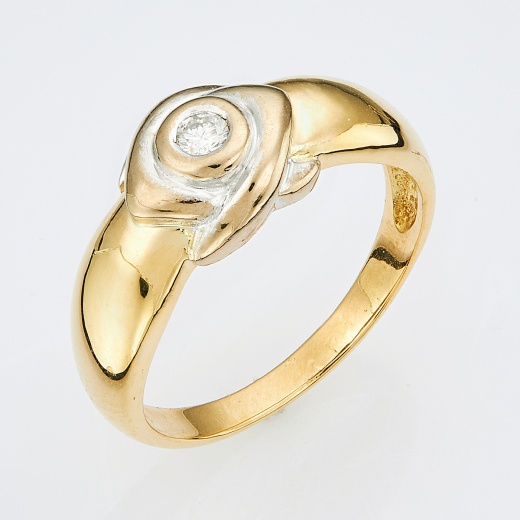 Кольцо из комбинированного золота 750 пробы c 1 бриллиантом Л51030370 фото 1
