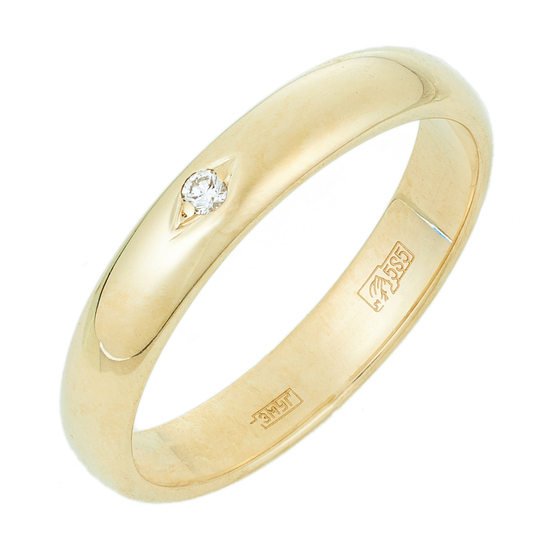 Кольцо из желтого золота 585 пробы c 1 бриллиантом, Л35062226 за 16605