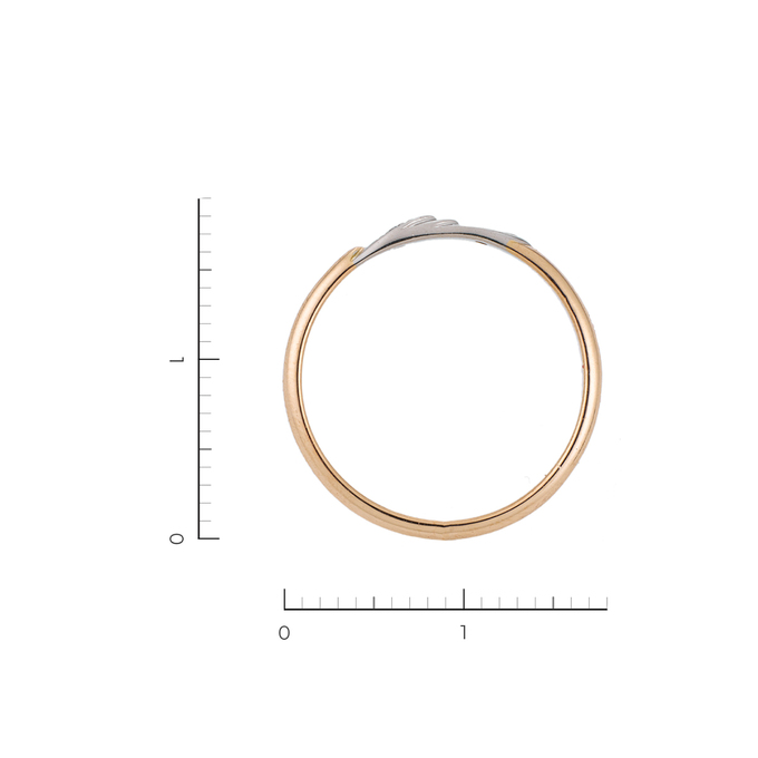 Кольцо из комбинированного золота 583 пробы c 2 бриллиантами, Л 1115 4730 за 9800
