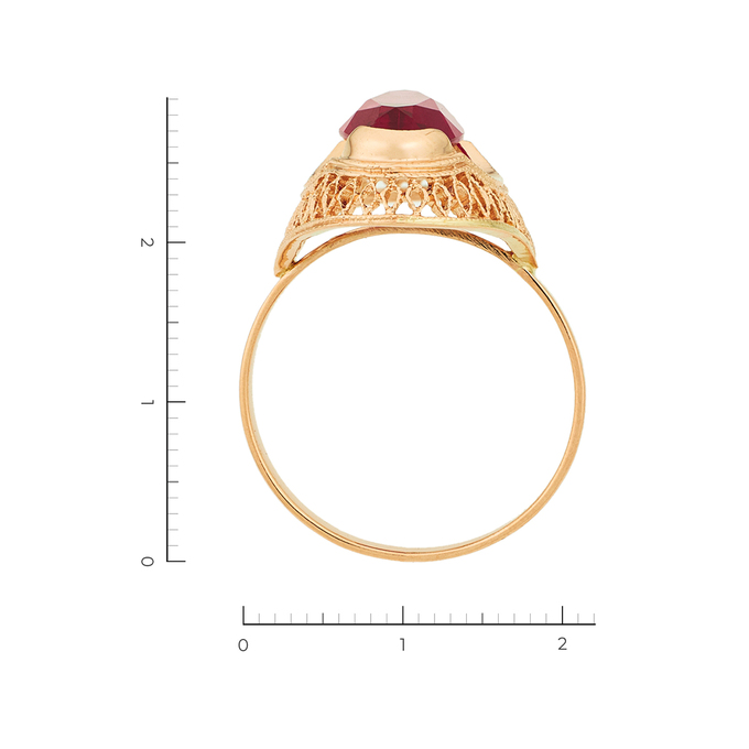 Кольцо из красного золота 583 пробы c 1 корундом