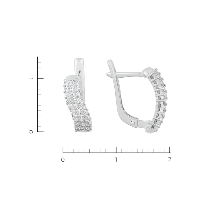 Серьги из белого золота 585 пробы c 60 фианитами