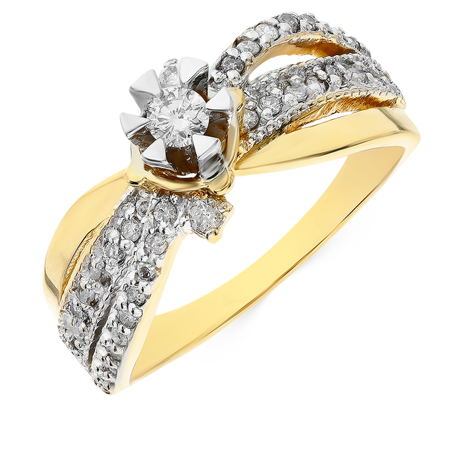 Кольцо из золота 585 пробы c бриллиантами