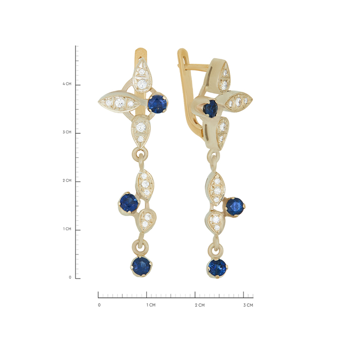 Серьги из золота 750 пробы c сапфирами и бриллиантами, Ц О007 0736 за 175000