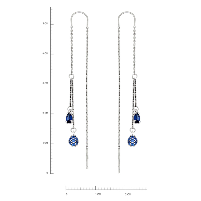 Серьги из золота 585 пробы с синтетическими сапфирами, Л 4508 4212 за 25200