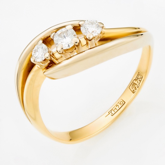 Кольцо из желтого золота 750 пробы c 3 бриллиантами, Л09099610 за 69 200 ₽