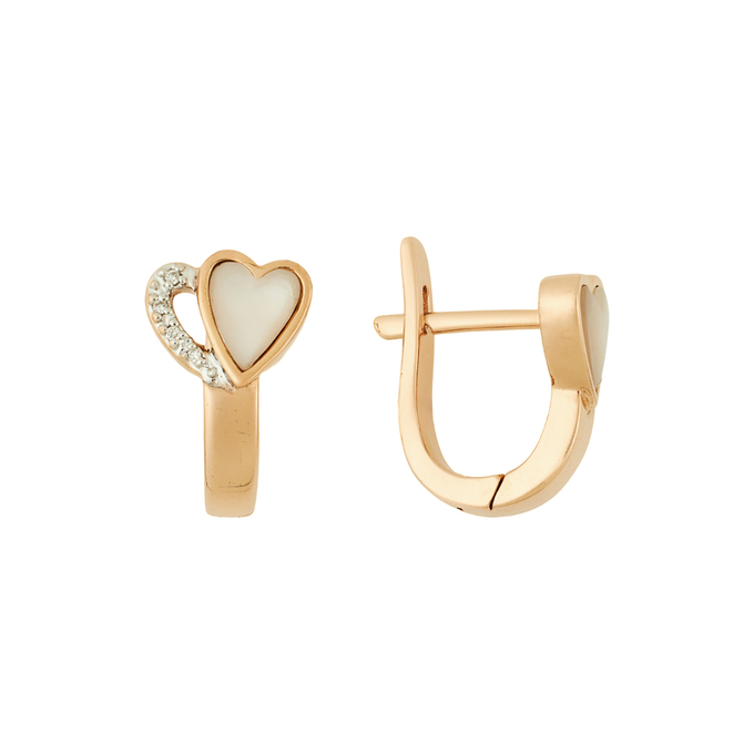 Серьги из золота 585 пробы c бриллиантами и перламутром