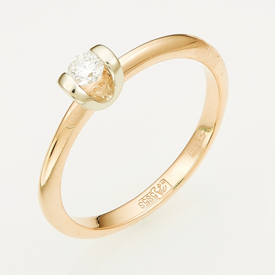 Кольцо из комбинированного золота 585 пробы c 1 бриллиантом, Л45051597 за 11865