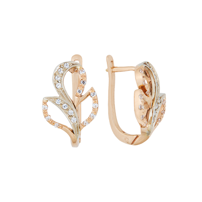 Серьги из золота 585 пробы c фианитами, Л 3506 7022 за 39040