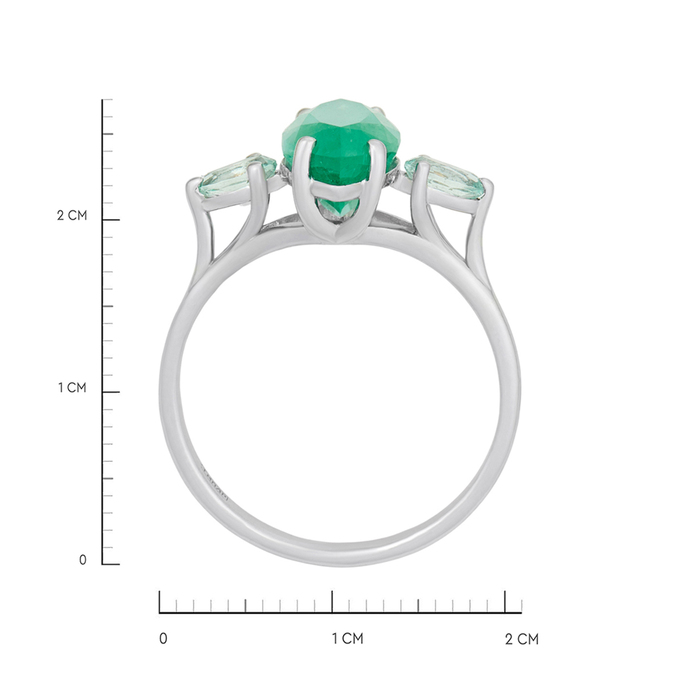 Кольцо из золота 585 пробы c изумрудом и аквамаринами, Л 2811 7183 за 140000