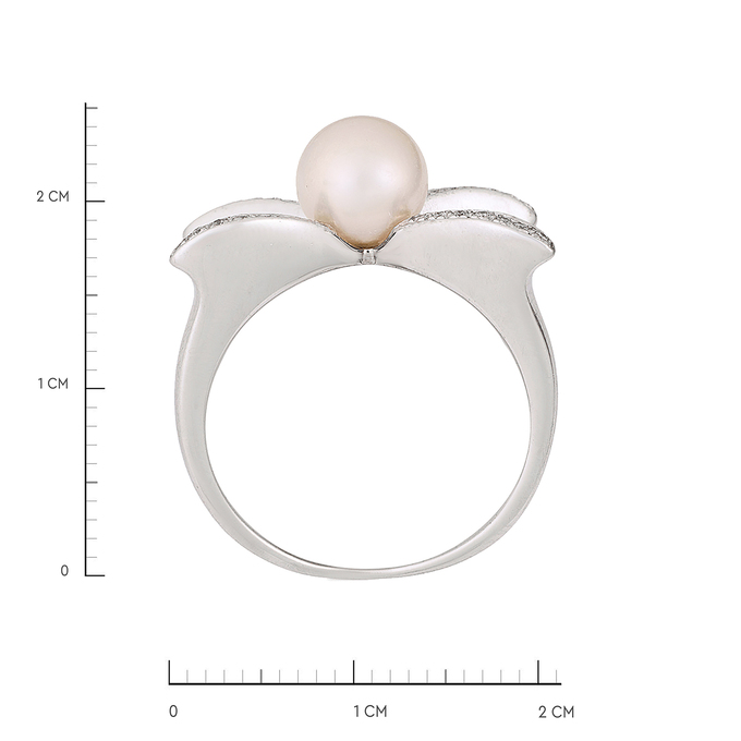 Кольцо из золота 750 пробы c бриллиантами и культивированным жемчугом, Л 2812 0991 за 109000