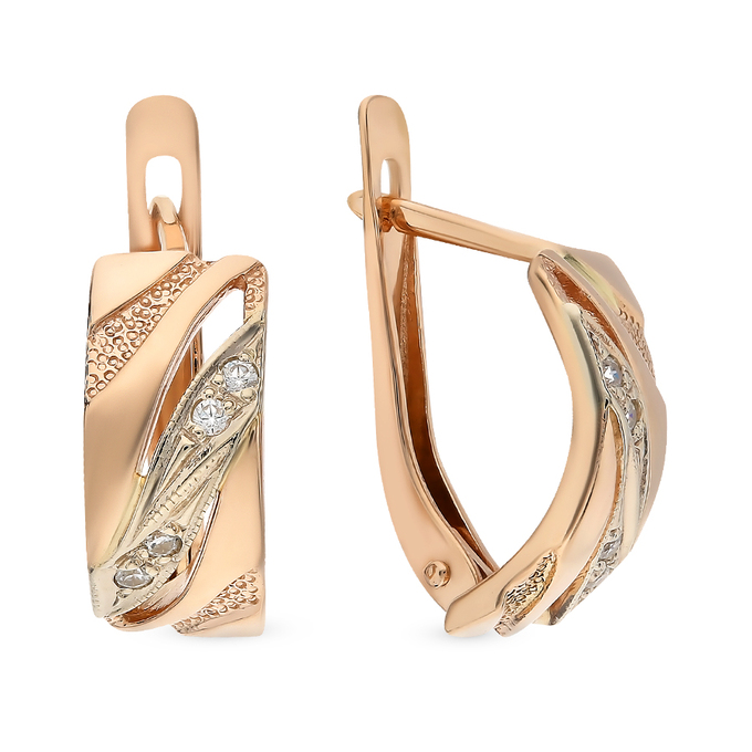 Серьги из золота 585 пробы c фианитами
