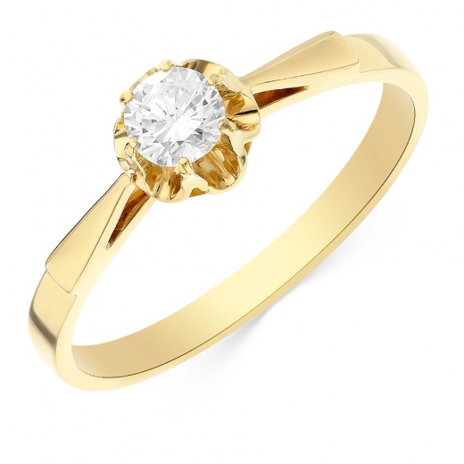 Кольцо из желтого золота 750 пробы c 1 бриллиантом Л09081263 фото 1