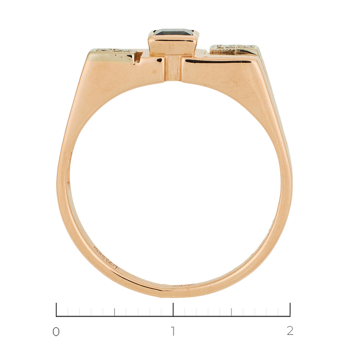 Кольцо из комбинированного золота 585 пробы c 4 бриллиантами и 1 сапфиром, Л 4306 0838 за 39830
