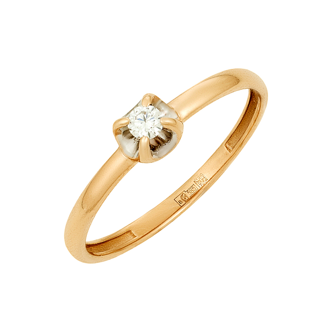 Кольцо из золота 585 пробы c бриллиантом