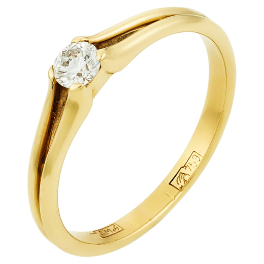 Кольцо из желтого золота 750 пробы c 1 бриллиантом Л58041824 фото 1