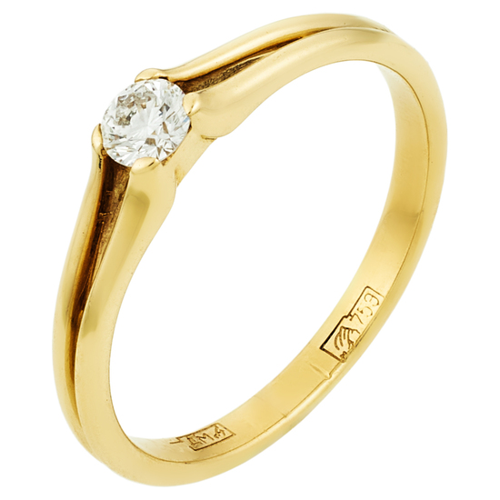 Кольцо из желтого золота 750 пробы c 1 бриллиантом, Л58041824 за 16415