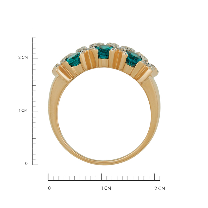 Кольцо из золота 585 пробы c бриллиантами и синтетическими изумрудами, Л 6602 2211 за 74400